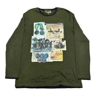 Vintage Y2K Chevignon Legend Label Long Sleeve T Shirt Large Slim Fit Military